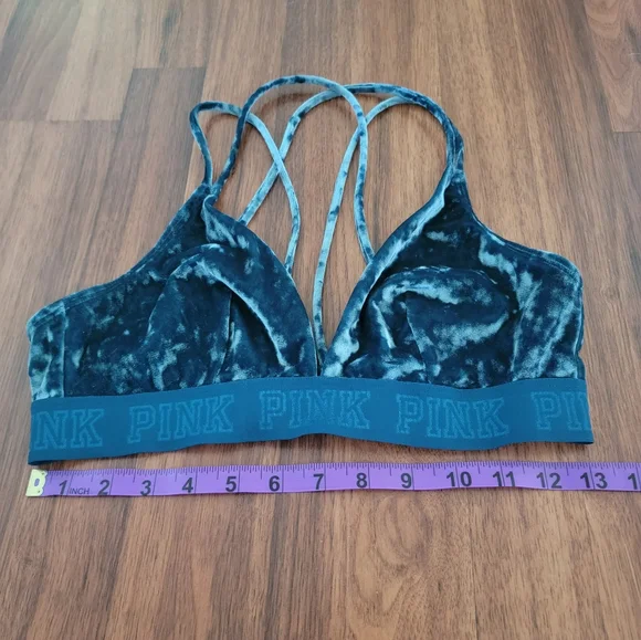 Victoria's Secret PINK Blue Unlined Velvet Bralette - Large - Picture 5 of 5